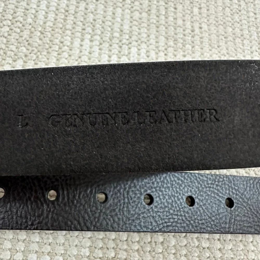 AllSaints Mens Deep Brown Genuine Leather 32mm Casual Belt Gold Buckle Large NEW